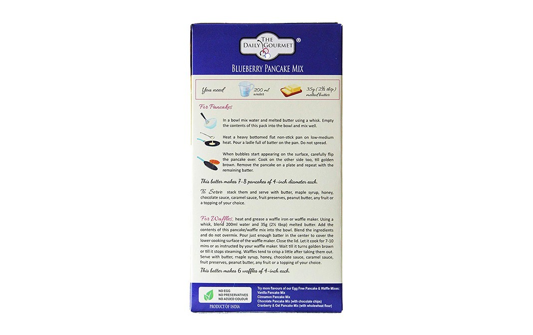 The Daily Gourmet Blueberry Pancake Mix Eggless   Pack  220 grams